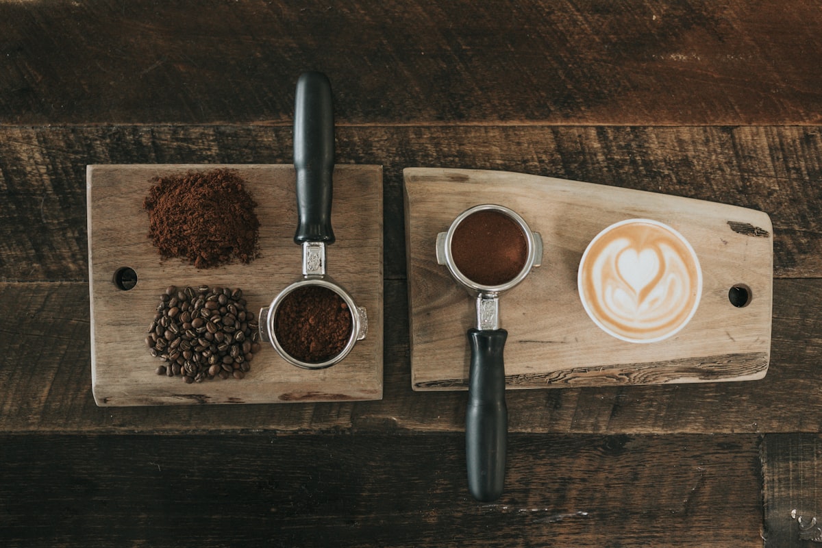 Cupping tables prepared for professional coffee tasting